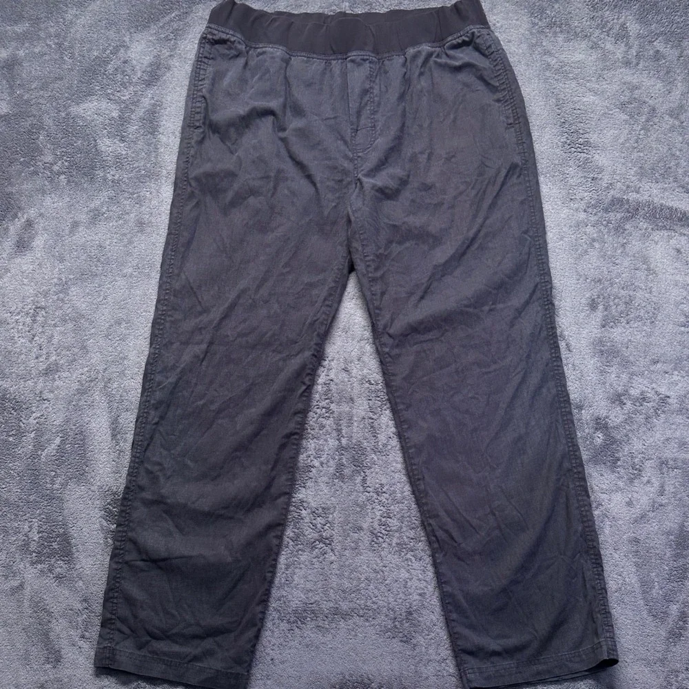 Prana Vaha Hemp Blend Pants Mens XXL Black Charcoal Straight Leg Drawstring